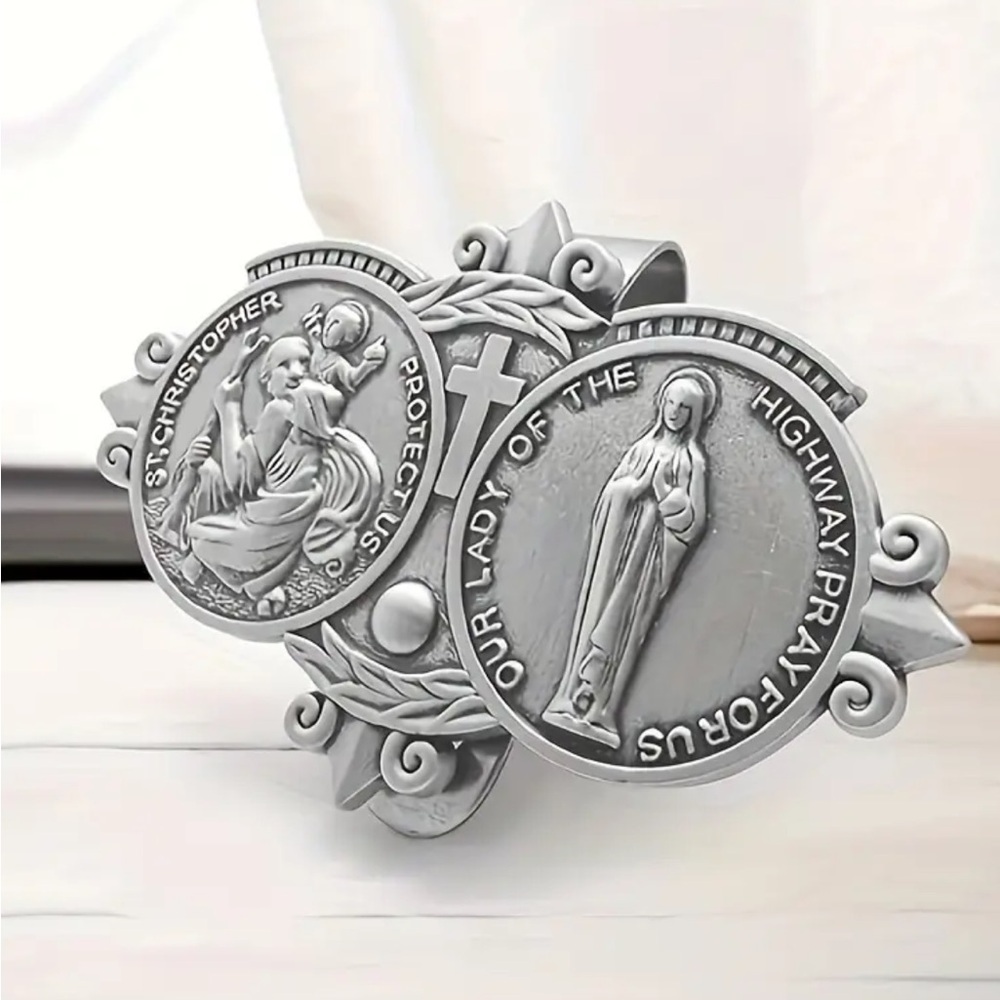 St. Christopher ,Our Lady Pray Visor Clip